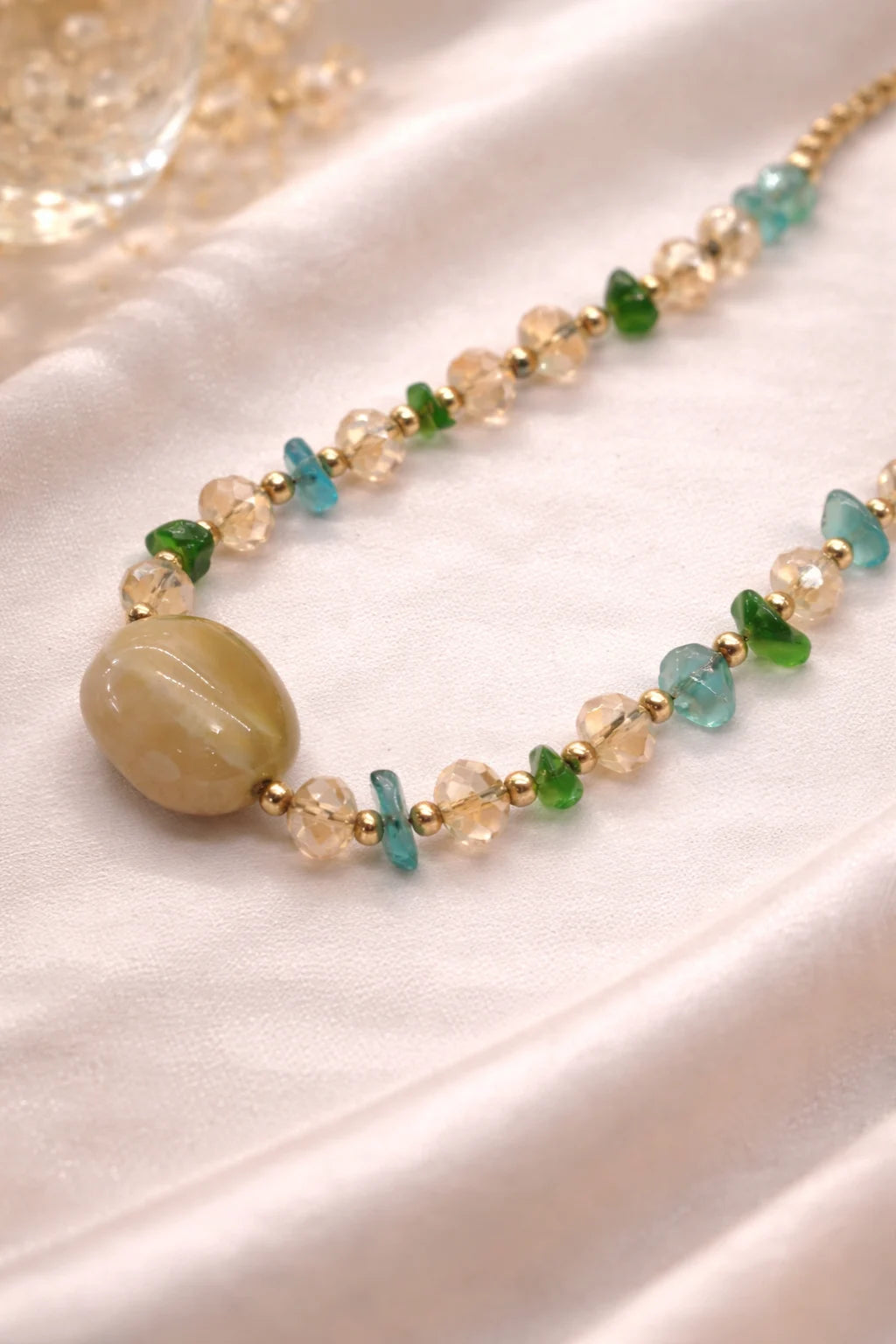 Golden Meadow Agate Beaded Necklace