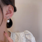 Party wear Pearl Rhinestones ear studs Material:- Pearl and zircon+ AlloyColour:- Gold