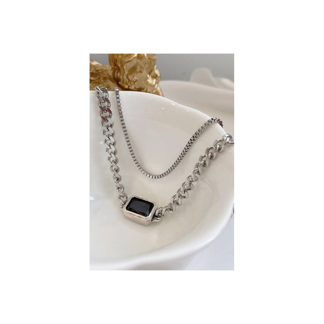 Double layer hip hop necklace