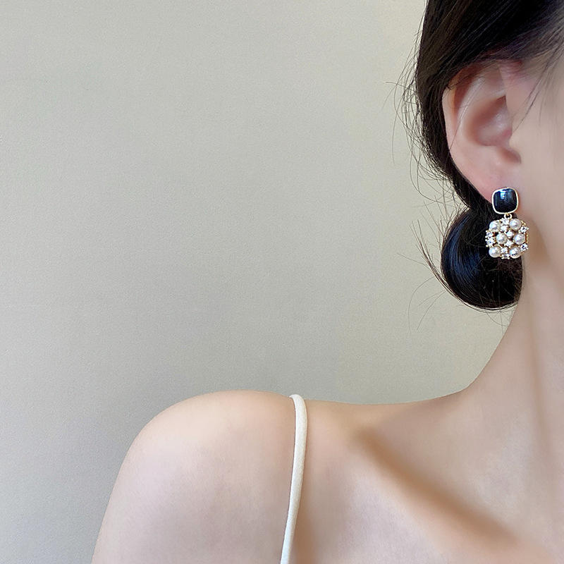 Handmade pearl Rhinestones Earrings for Women