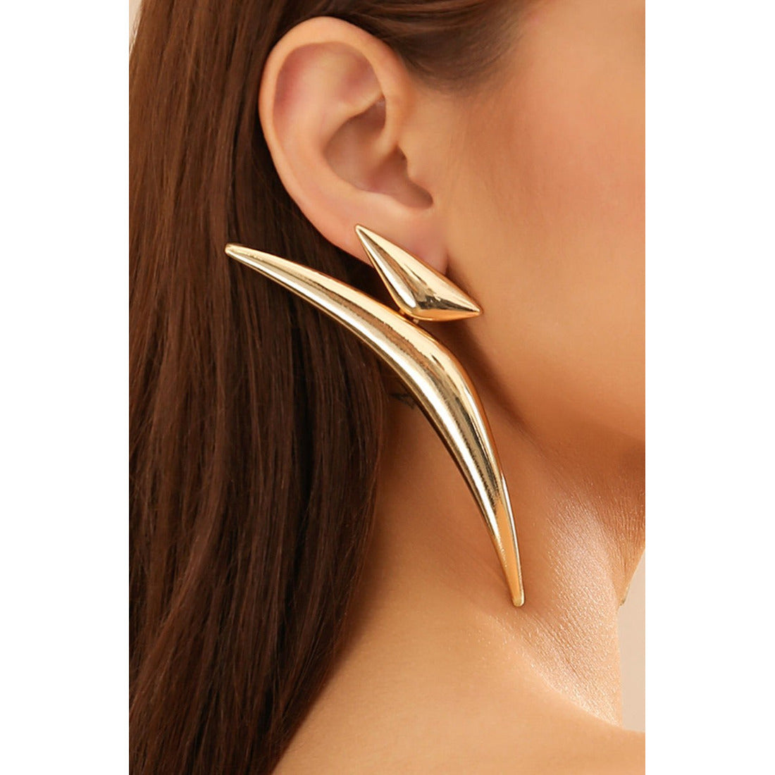 Triangle shape oversized big earrings for women Colour:- GoldMaterial:- Zinc Electroplating
