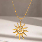 Stainless steel  sun shaped Necklace for women Colour:- Gold Anti Tarnish and Anti Allergic 18 k gold plated