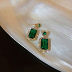 Green color Zircon embossed Women Earrings