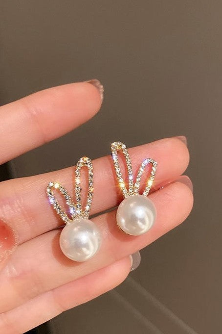 Rabbit ear studs with stones