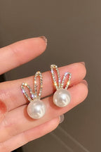 Rabbit ear studs with stones