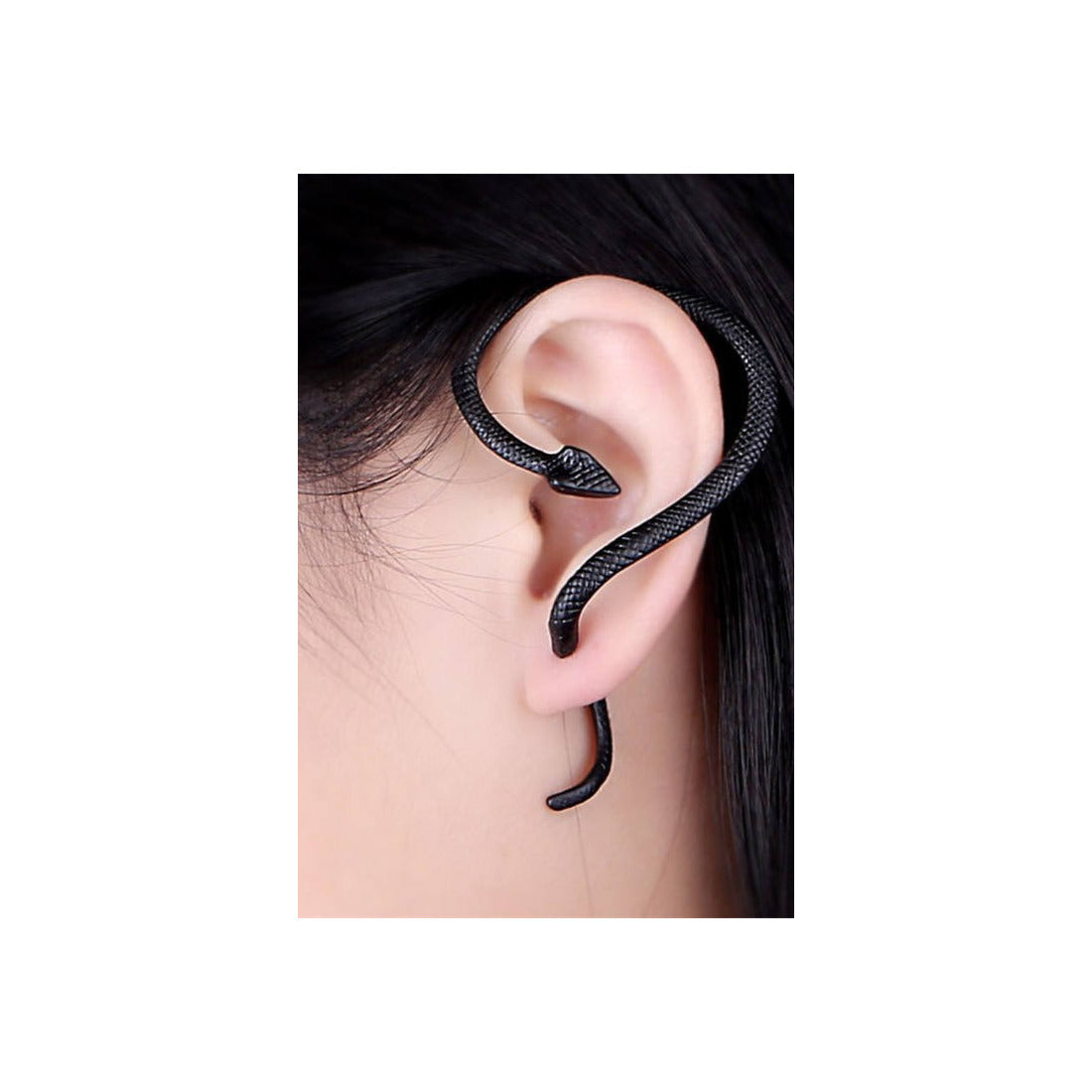 Snake ear studs Colour:- Black and goldMaterial:- Alloy plated