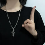 Cross necklace with thick chain Unisex style for both Men's and womenMaterial ;- Alloy zincColor :- Silver