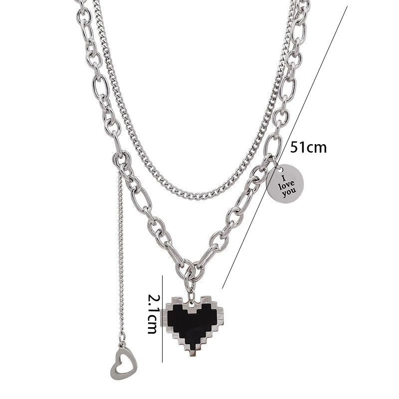 Double layer heart love chain Necklace
