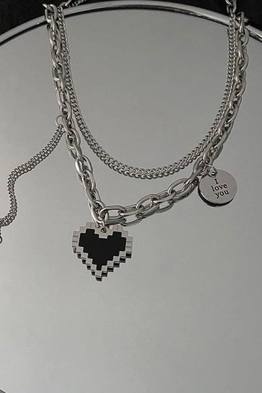 Double layer heart love chain Necklace