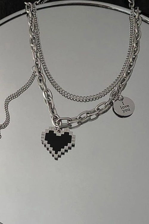 Double layer heart love chain Necklace