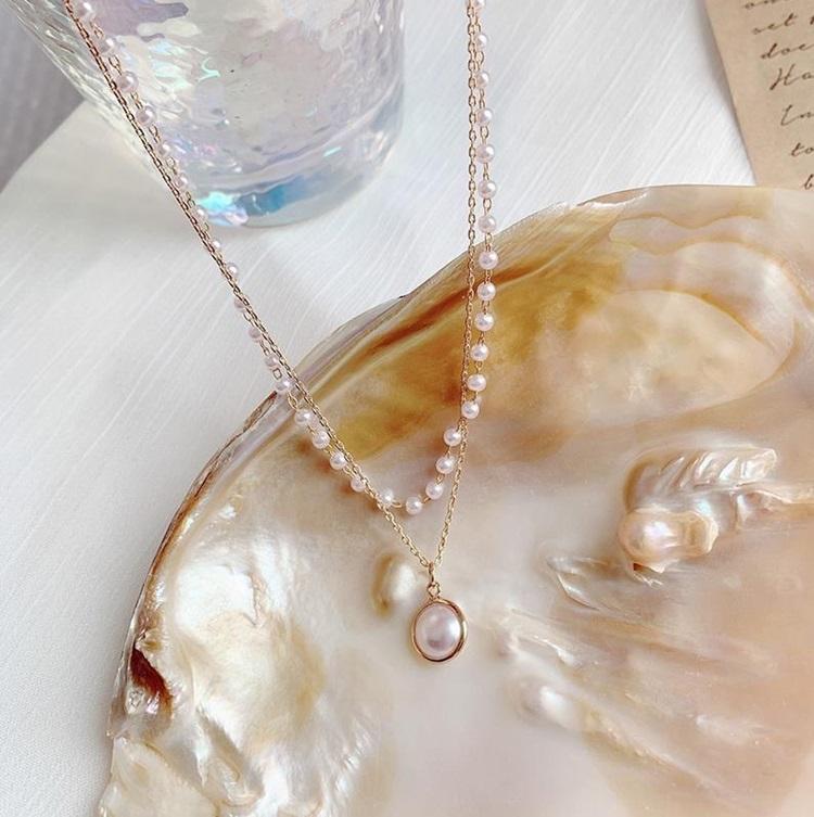 Double layer handmade pearl Necklace