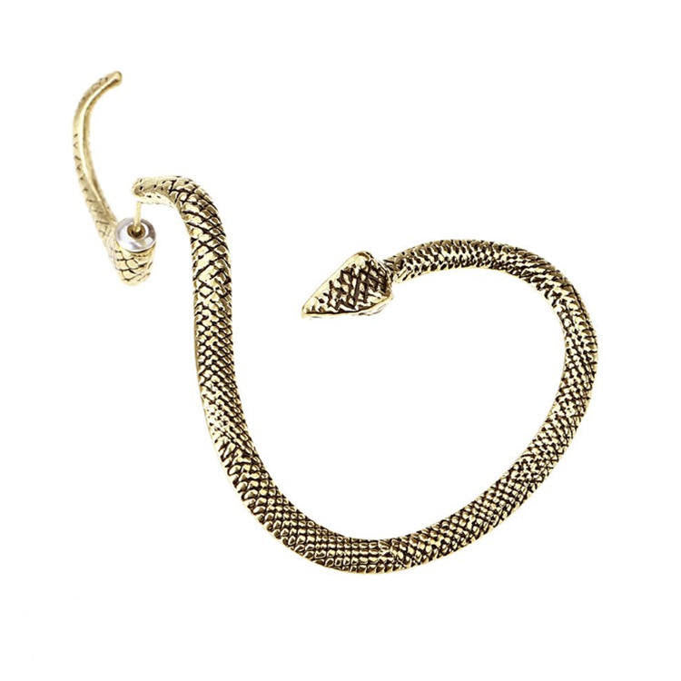 Snake ear studs Colour:- Black and goldMaterial:- Alloy plated