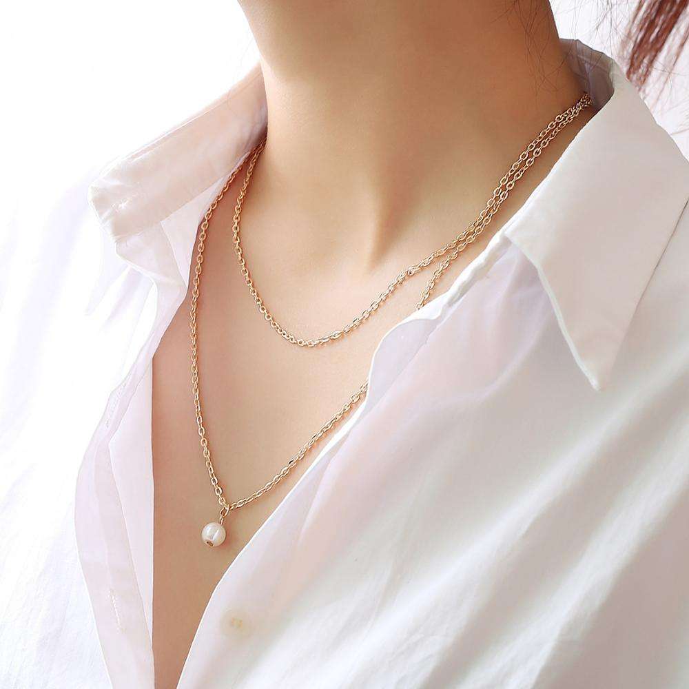 Double layer pearl Necklace for women