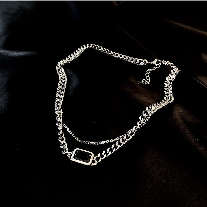 Double layer hip hop necklace