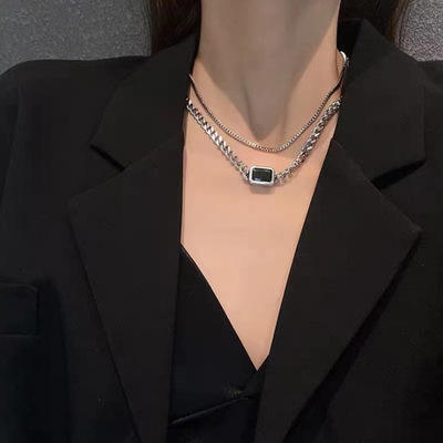 Double layer hip hop necklace