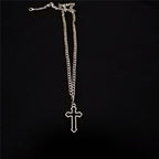 Cross necklace with thick chain Unisex style for both Men's and womenMaterial ;- Alloy zincColor :- Silver