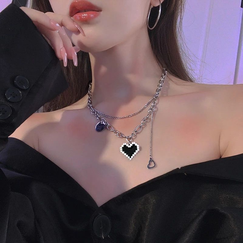 Double layer heart love chain Necklace