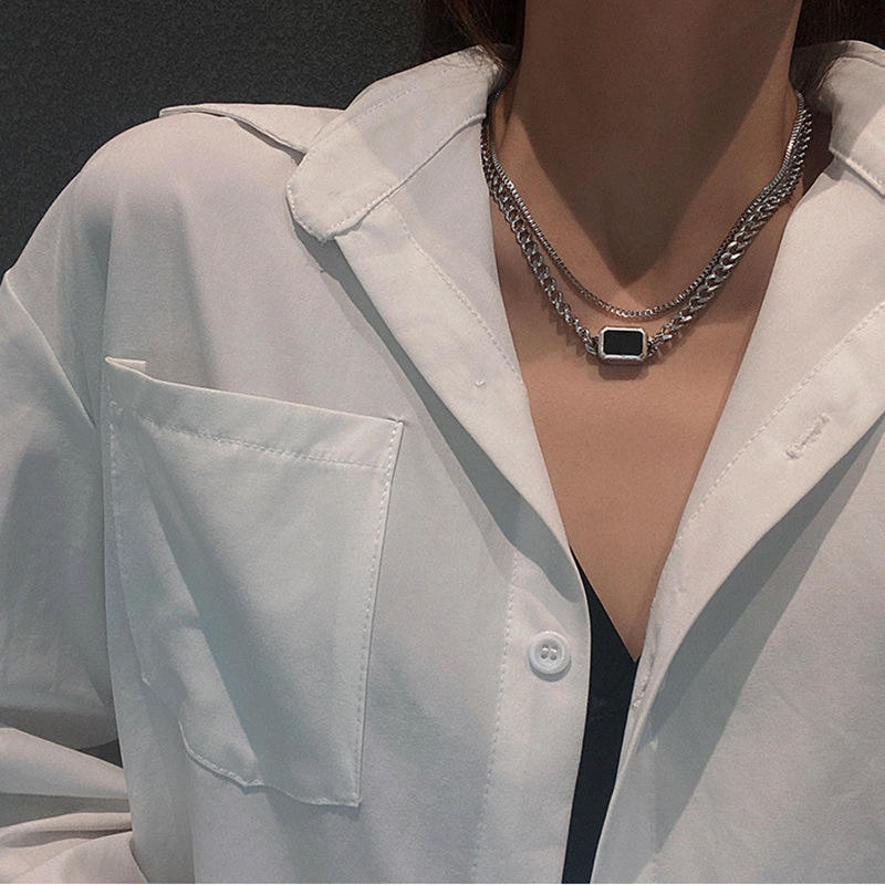 Double layer hip hop necklace