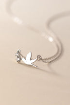 Swallow bird pendant Necklace with Diamonds