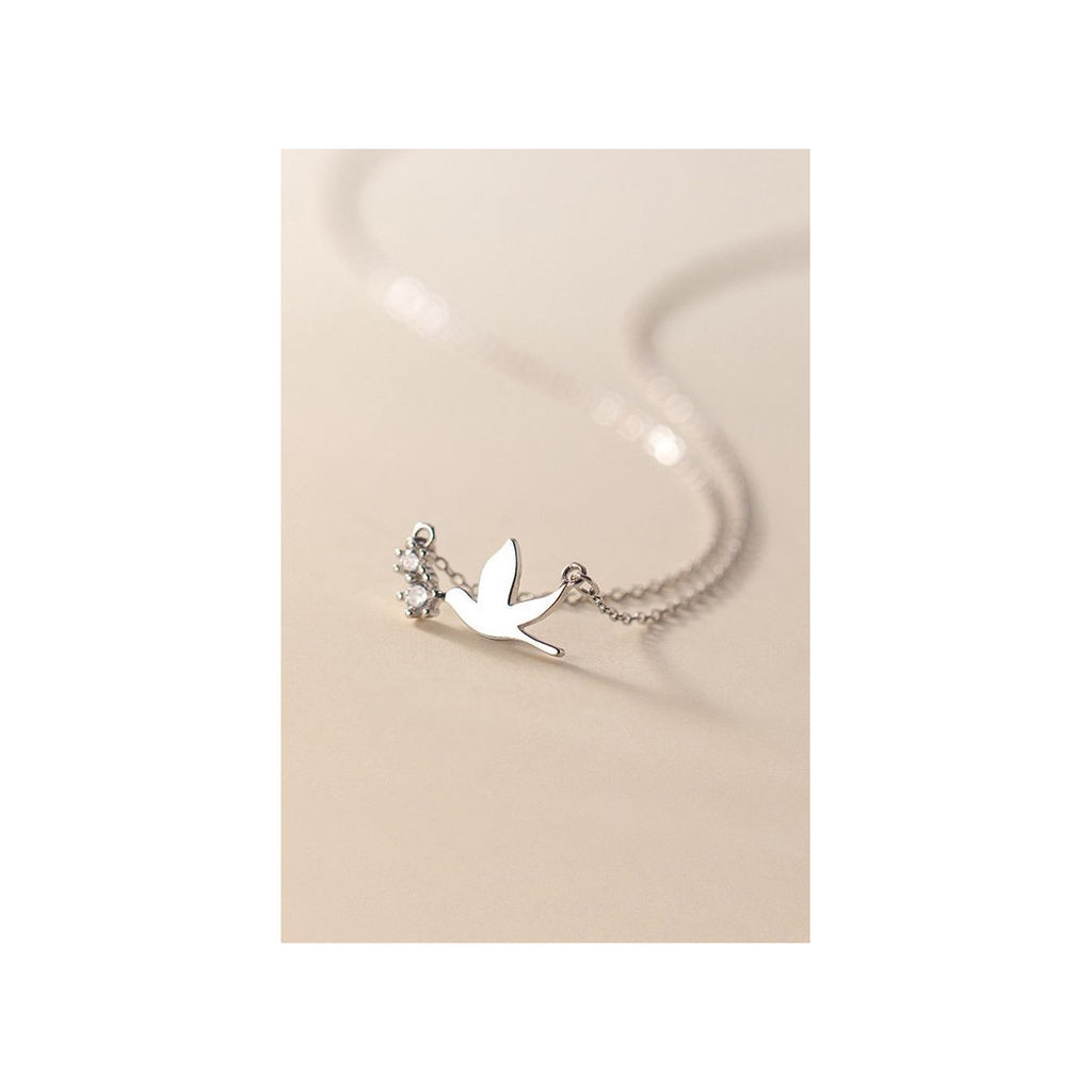 Swallow bird pendant Necklace with Diamonds