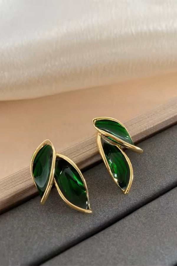 Leaf ear studs for women