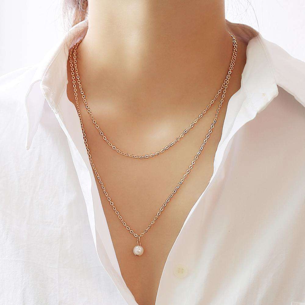 Double layer pearl Necklace for women