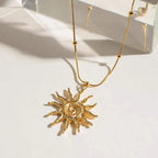 Stainless steel  sun shaped Necklace for women Colour:- Gold Anti Tarnish and Anti Allergic 18 k gold plated