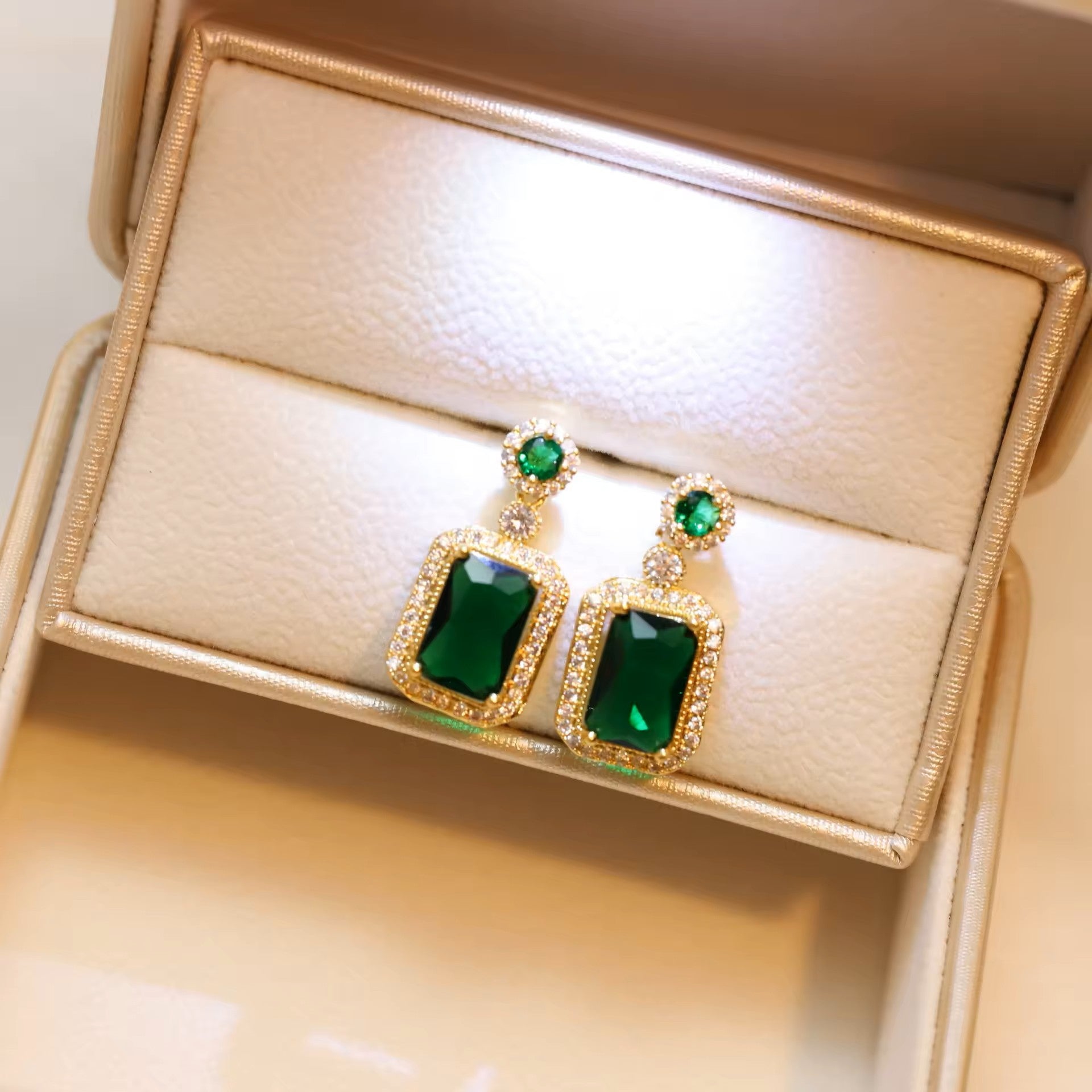 Green color Zircon embossed Women Earrings