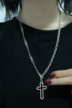 Cross necklace with thick chain Unisex style for both Men's and womenMaterial ;- Alloy zincColor :- Silver