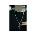 Cross necklace with thick chain Unisex style for both Men's and womenMaterial ;- Alloy zincColor :- Silver