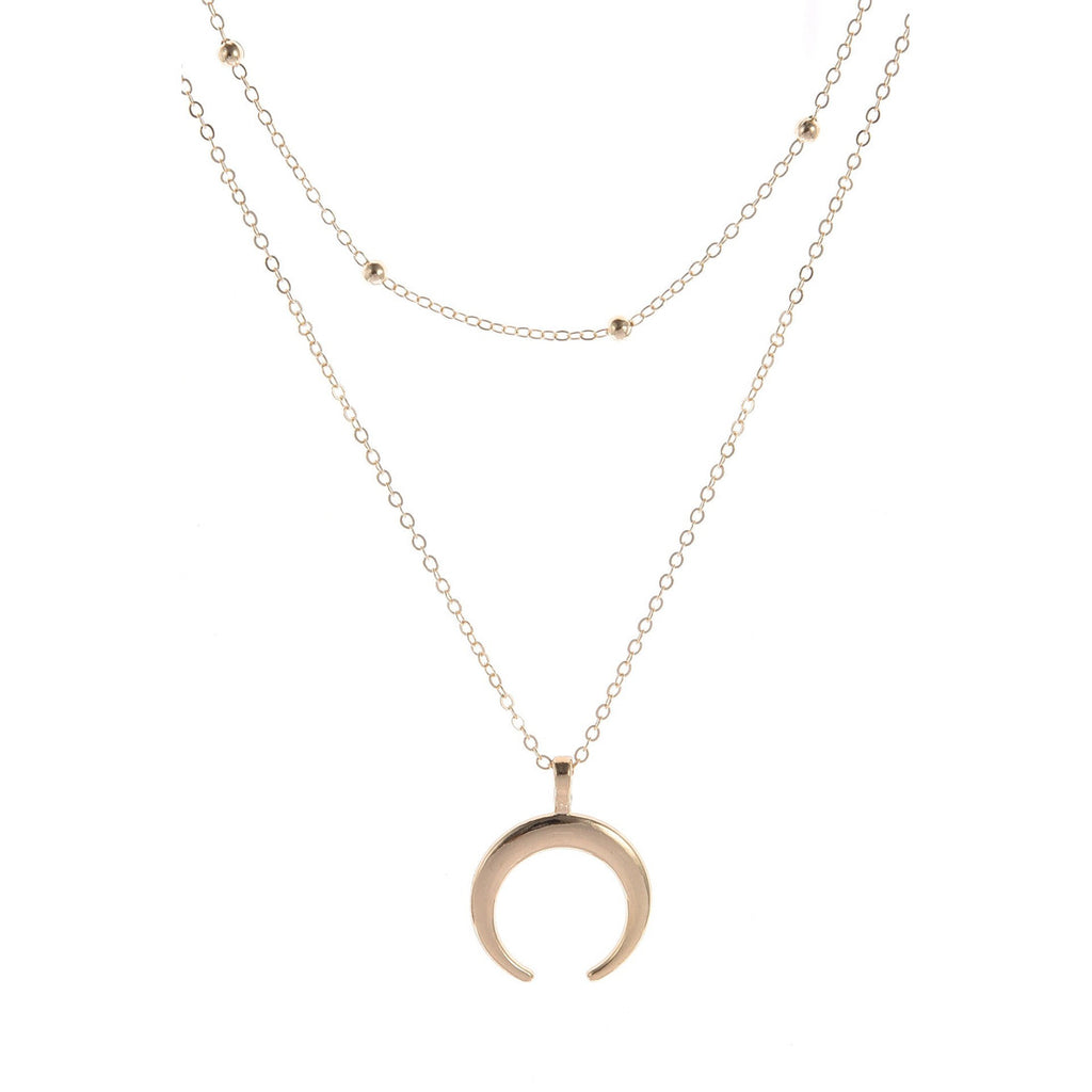 Double layer Moon necklace