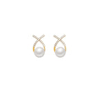 Party wear Pearl Rhinestones ear studs Material:- Pearl and zircon+ AlloyColour:- Gold