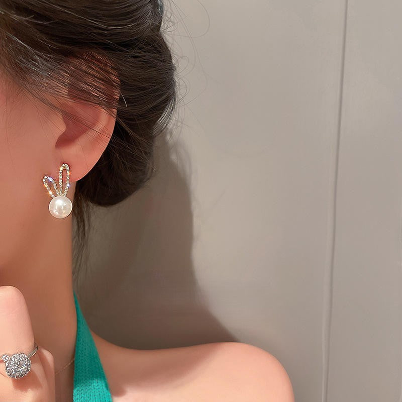 Rabbit ear studs with stones