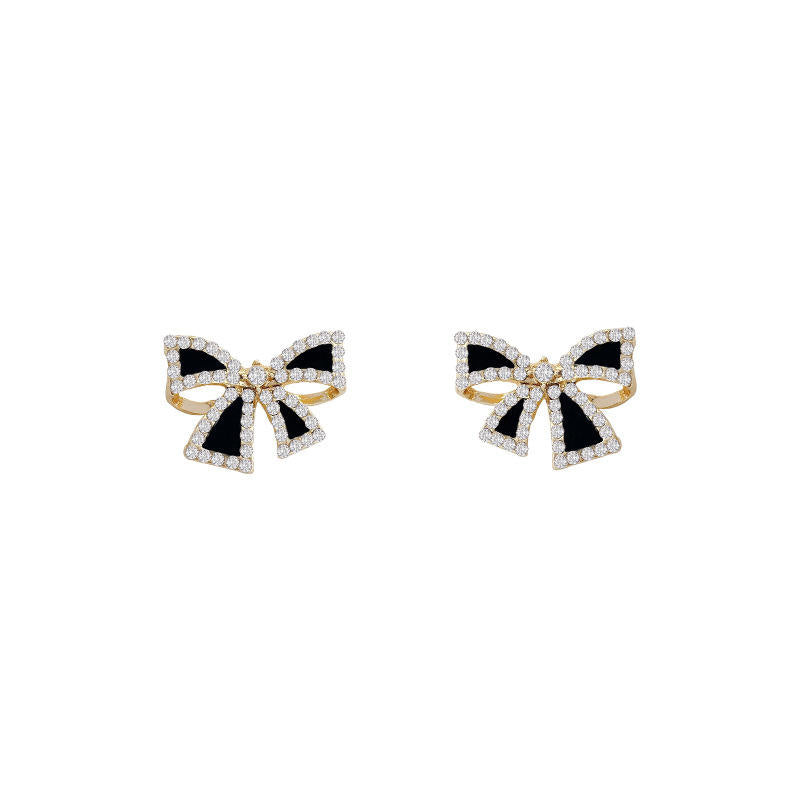 Bow shaped ear studs for women