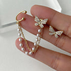 Butterfly pearl earrings for women