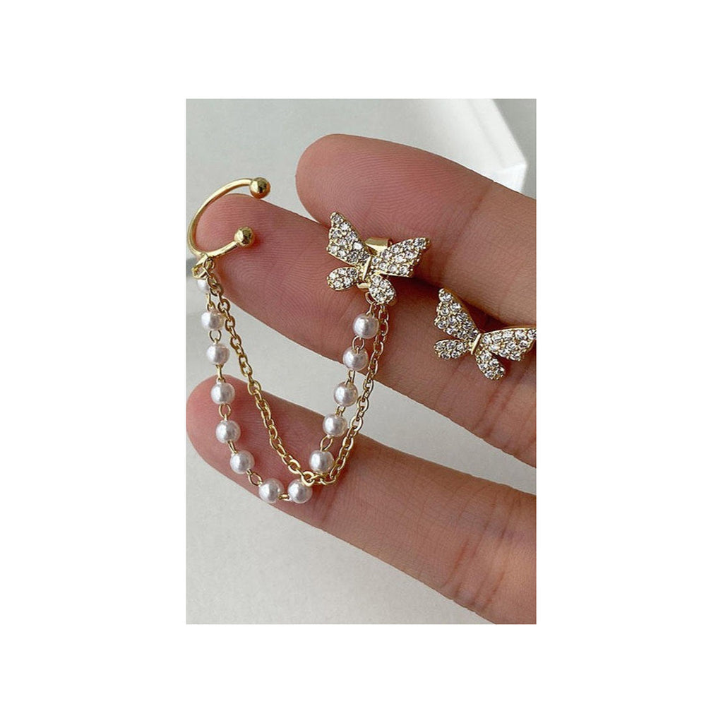 Butterfly pearl earrings for women