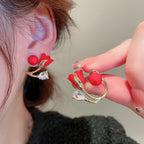 Flower Ear studs for women Material:- Alloy Copper Color:- RedAnti tarnish studs