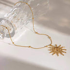 Stainless steel  sun shaped Necklace for women Colour:- Gold Anti Tarnish and Anti Allergic 18 k gold plated