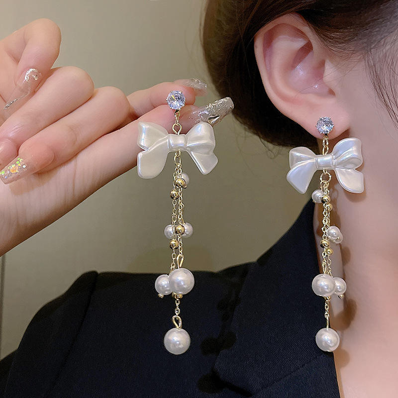 Long Pearl Earrings for Women