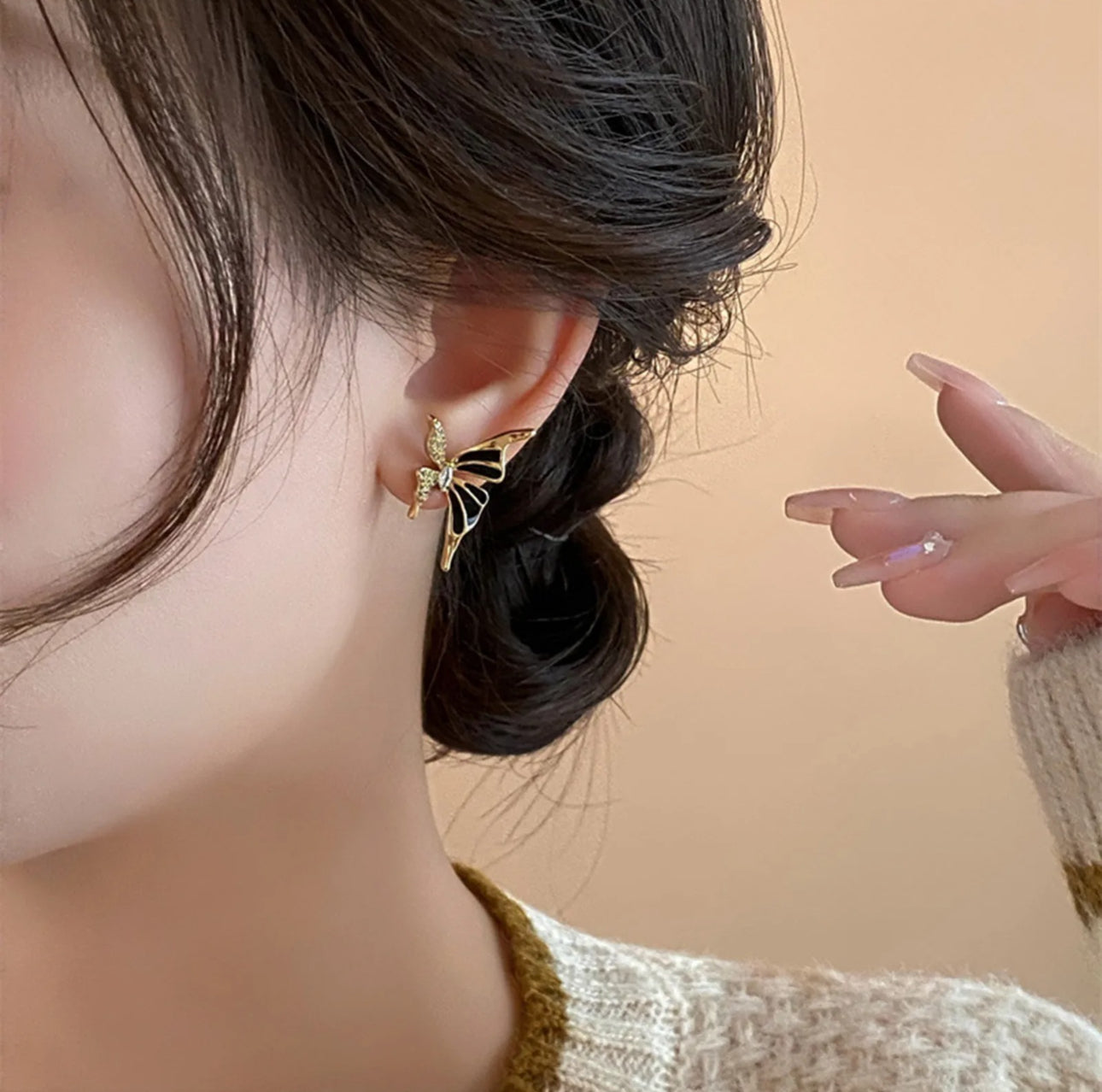 Butterfly ear studs for women