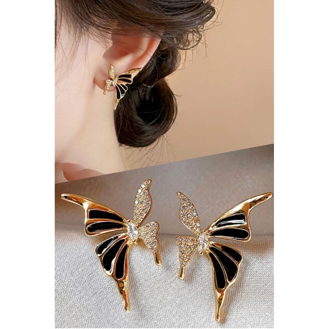 Butterfly ear studs for women