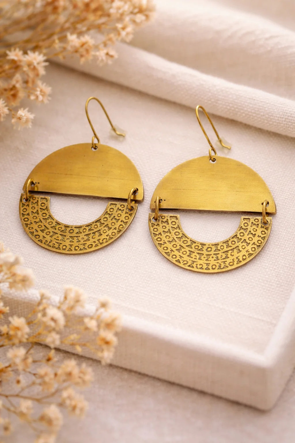 Luna Textured Gold Drop Earrings