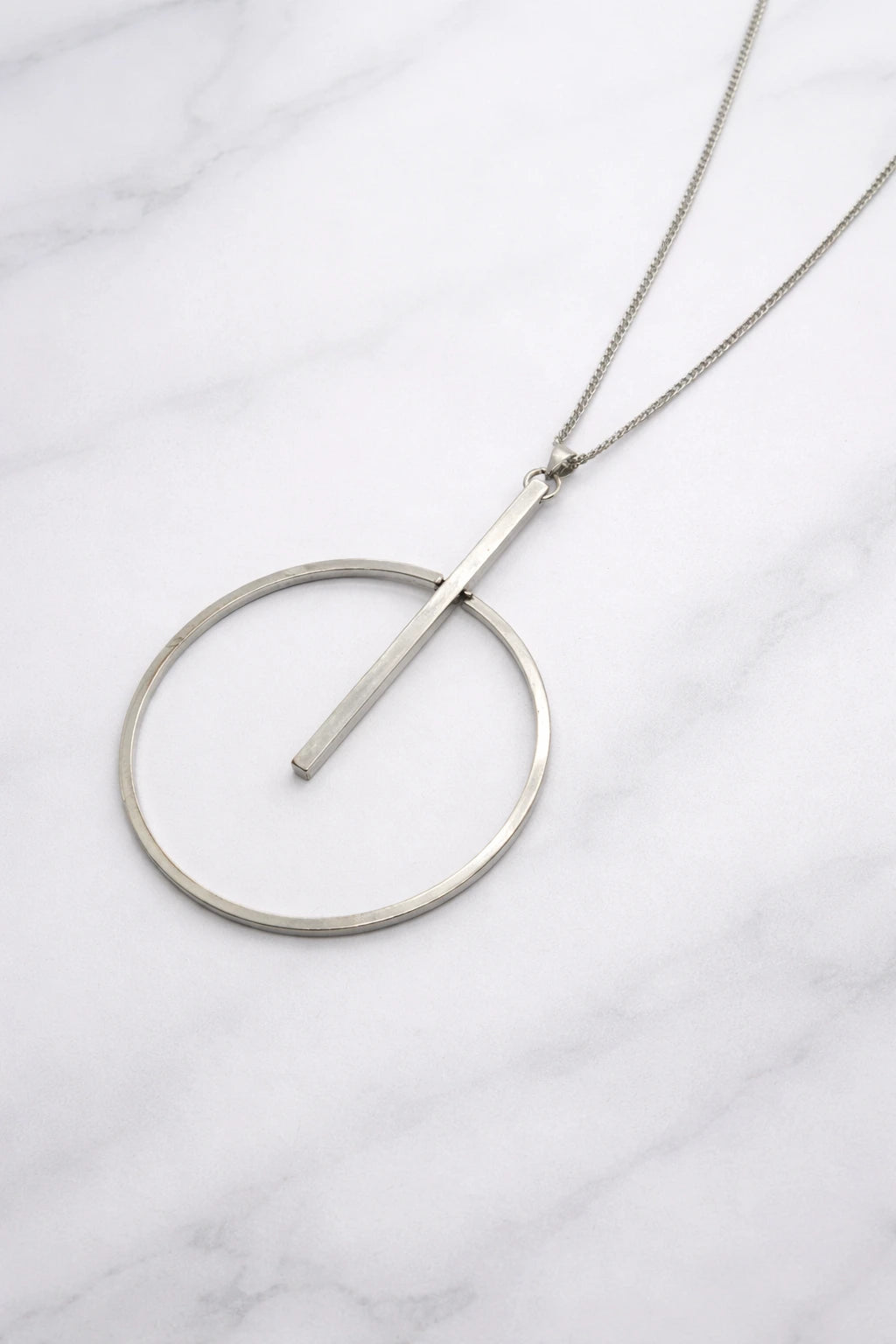 Minimalist Geometric Silver Plated Pendant Necklace
