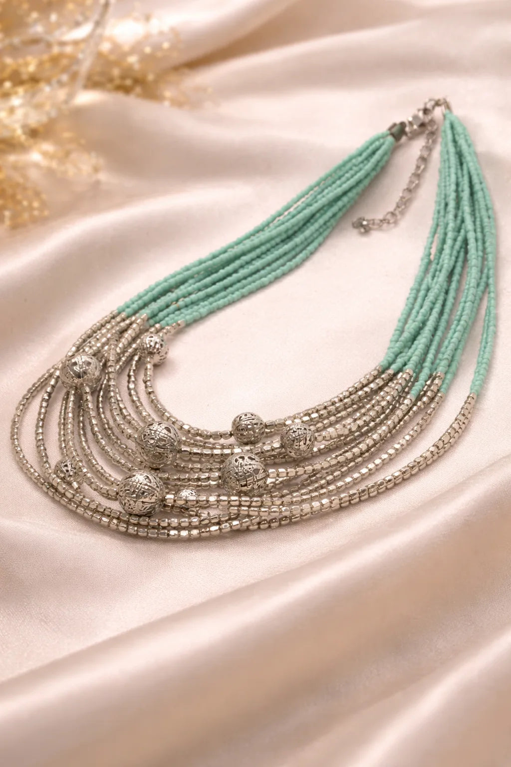 Mint Green Multi-Strand Beaded Necklace