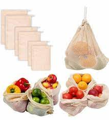 Cotton Refrigerator Mesh Bags - Set of 3