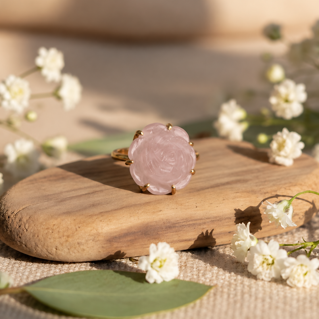 Pink Rose Craved Ring