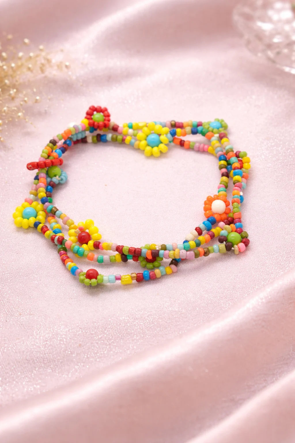 Rainbow Bloom Beaded Necklace