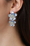OMID Silver Colour Large Flower Earrings