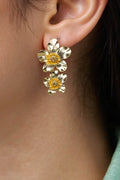 OMID Golden colour Large Flower Earrings