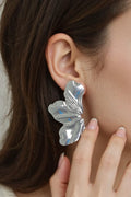 OMID Silver Flower Petal Metallic Earrings